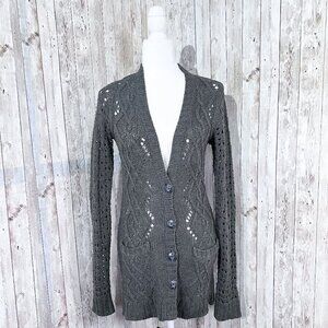 Women's Decree Sweater Cardigan | Gray | Open-Knit | Large | Long | Button-Up